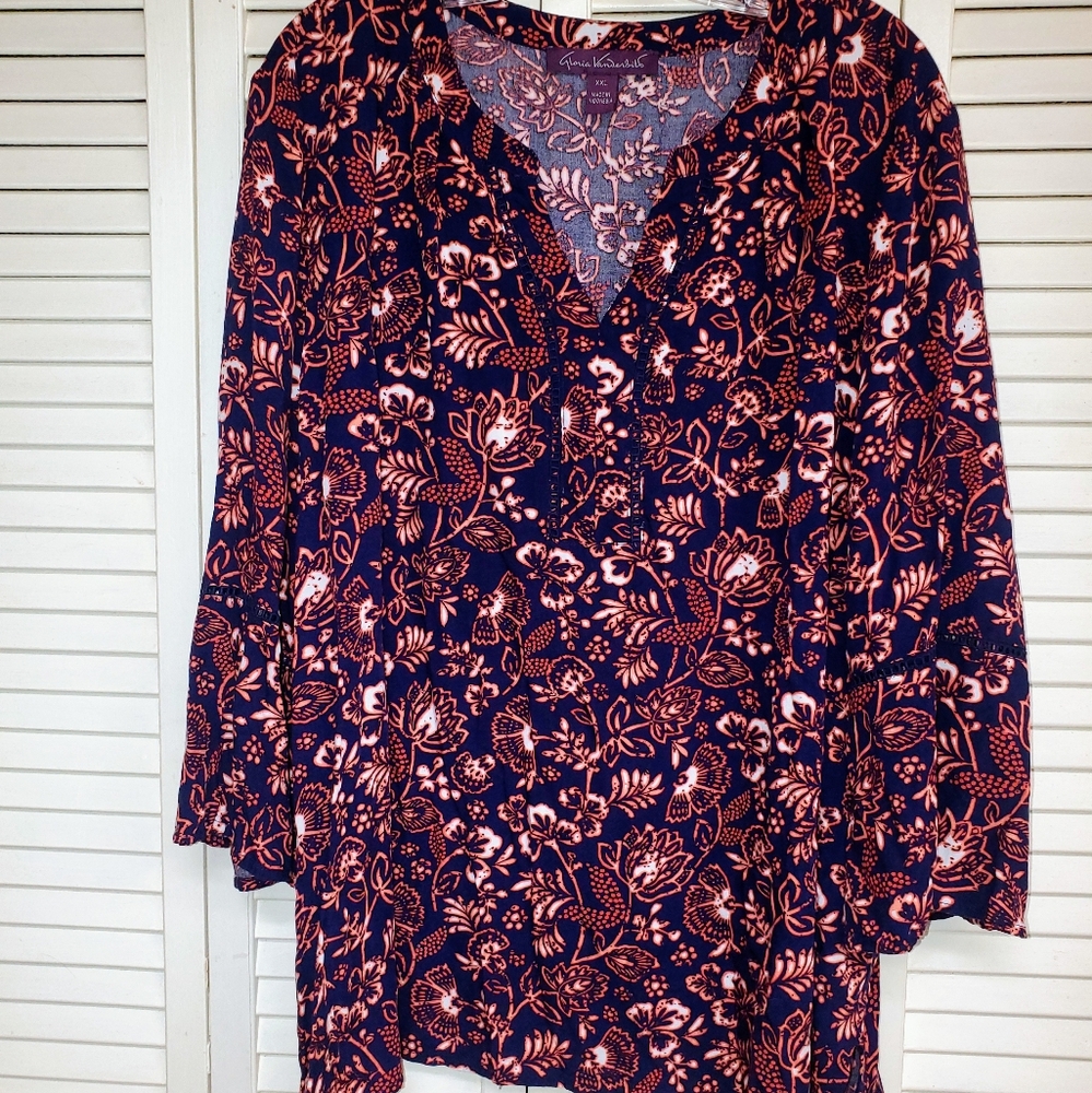 Gloria Vanderbilt Top Size XXL Bell Sleeve 100% Viscose